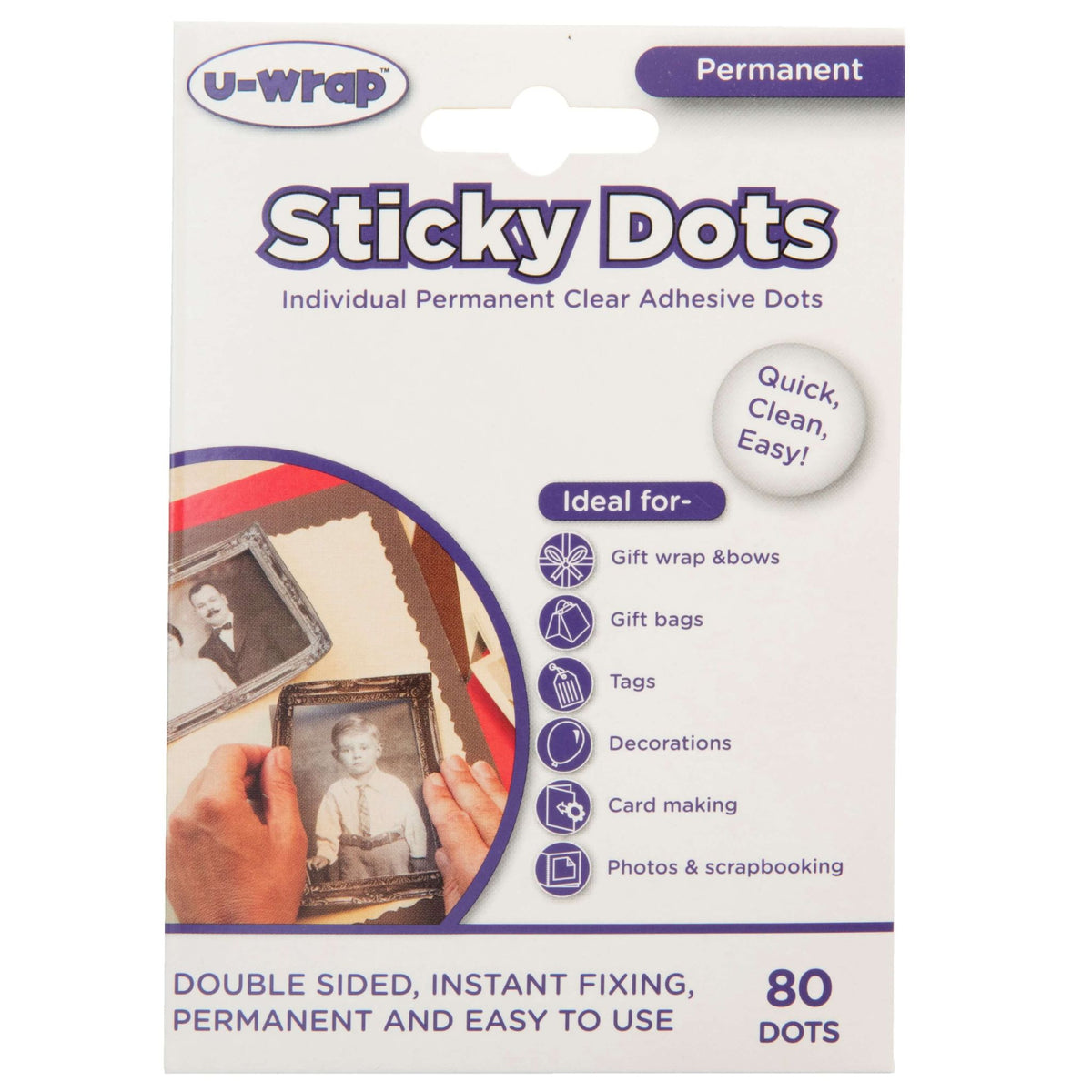 U-Wrap Permanent Adhesive Dots Pack of 80