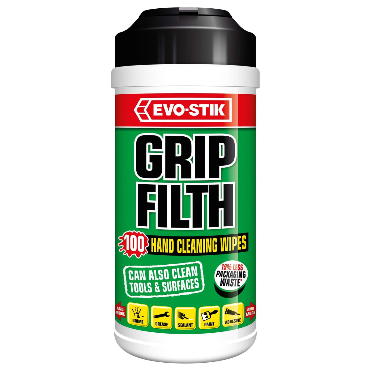 Evo-Stik Grip Filth Hand Tool Surface Cleaning Wipes Pk100 30608612